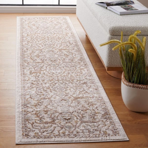 Palma 2 ft. x 9 ft. Beige/Brown Ornate Border Runner Rug