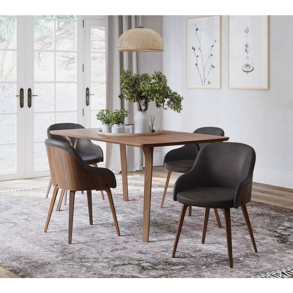 Bacci Brown Faux Leather and Walnut Wood Dining/Accent Chair (Set of 2) price history on PriceWatchPro
