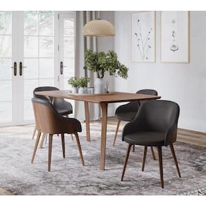 Bacci Brown Faux Leather and Walnut Wood Dining/Accent Chair (Set of 2)