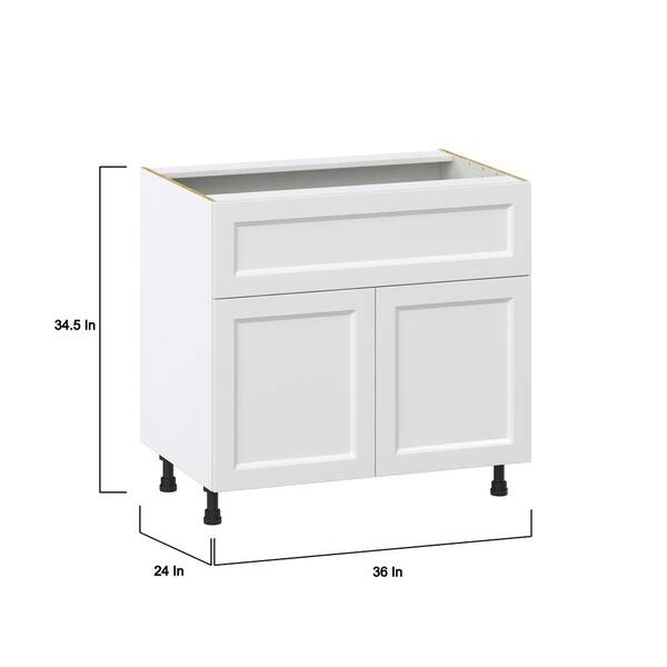 J COLLECTION Alton 36 in. W x 24 in. D x 34.5 in. H Painted White Shaker Assembled Base Kitchen Cabinet with a Drawer