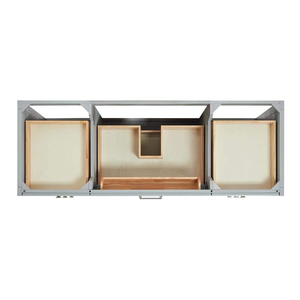 Gray Solid Wood Freestanding Bathroom Vanity with Marble Top