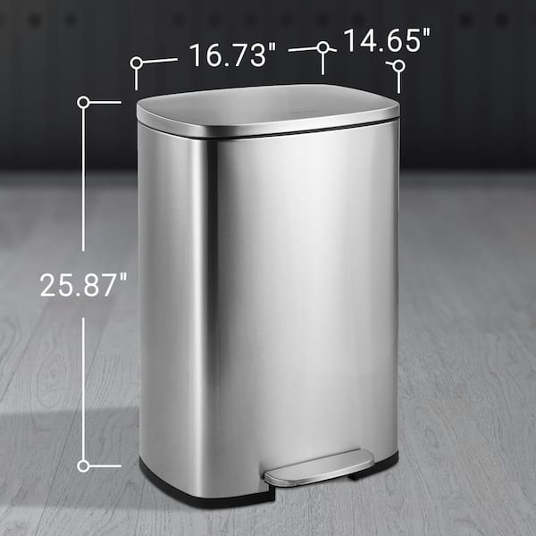 happimess Connor Rectangular 13 Gal. Stainless Steel Trash Can