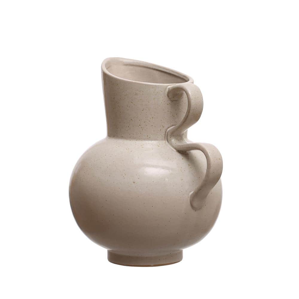 Speckled Cream Stoneware Planter Pot with Knob Details