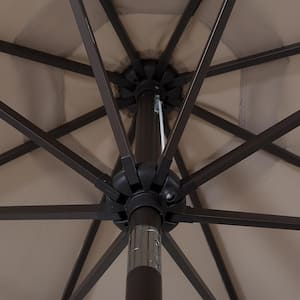Peyton 9 ft. Market Patio Umbrella in Beige with Bronze Round Base