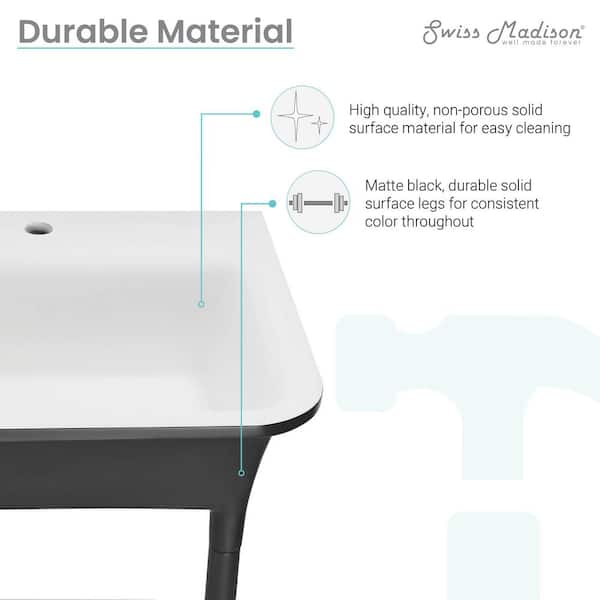 Swiss Madison Ivy 32 in. Solid Surface Console Sink in Matte Black