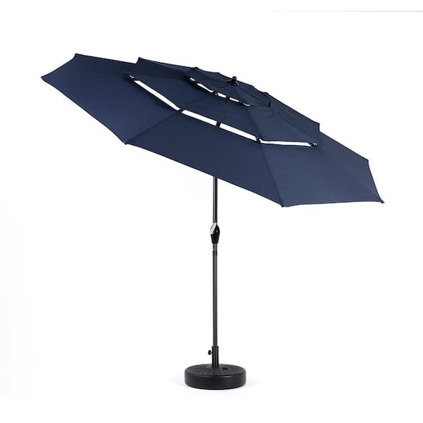 11 tilting patio umbrella with led lights Galtech Auto Tilt 11' Octagonal Aluminum Market Patio Umbrella with LED  Lights