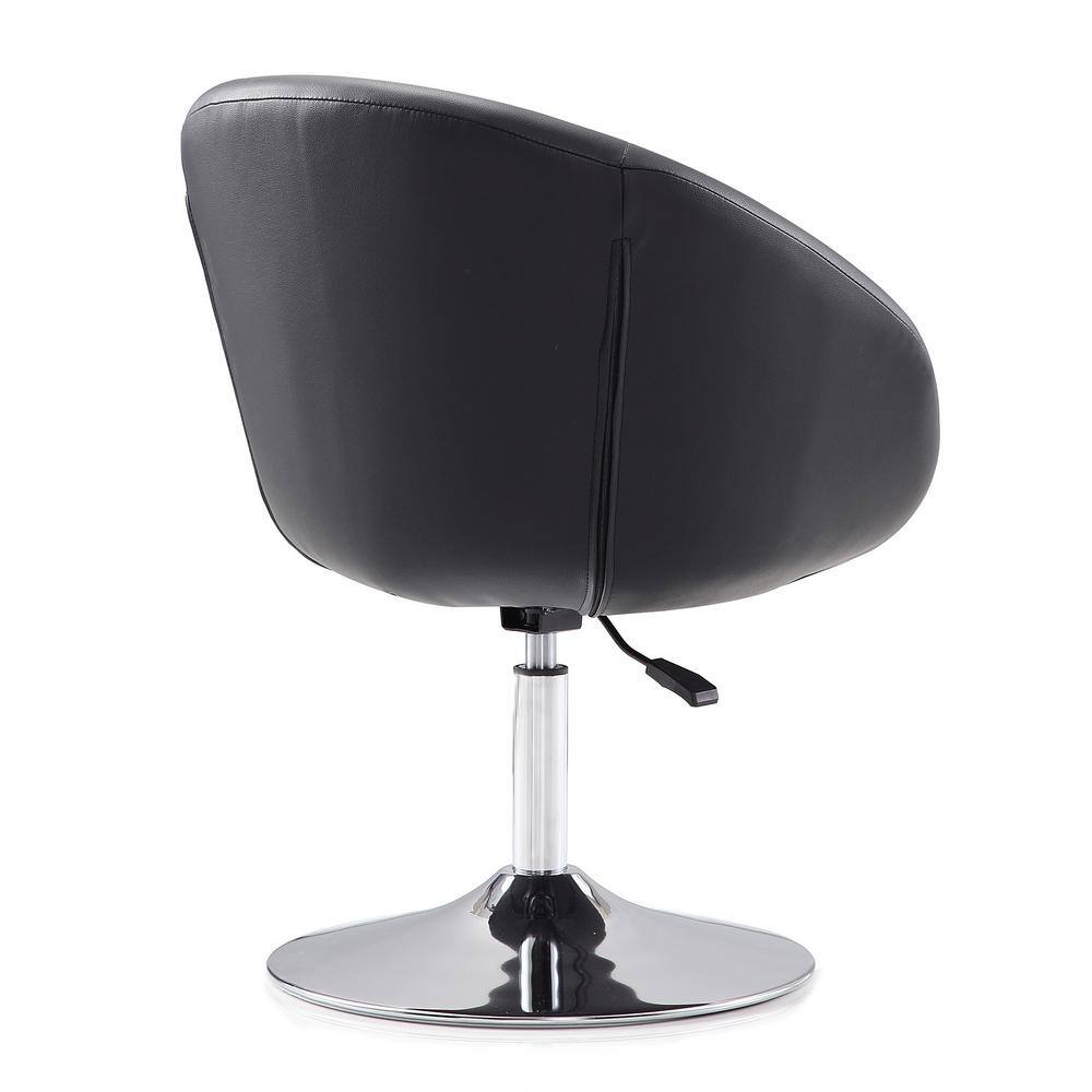 Set of 2 Black Faux Leather Swivel Chairs with Chrome Base