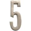 Everbilt 4 In. Satin Nickel Flush Mount Self-Adhesive House Number 5 ...