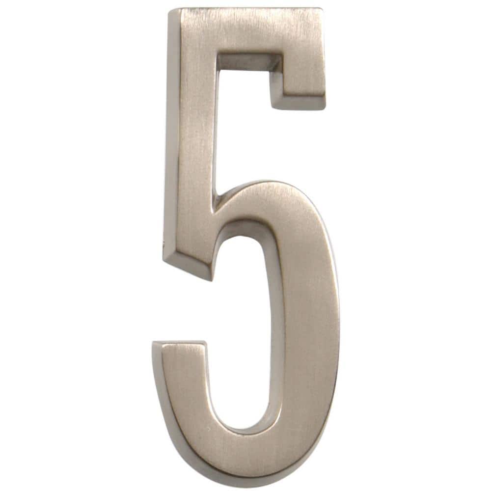 4 in. Satin Nickel Flush Mount Self-Adhesive House Number 5 price history on PriceWatchPro