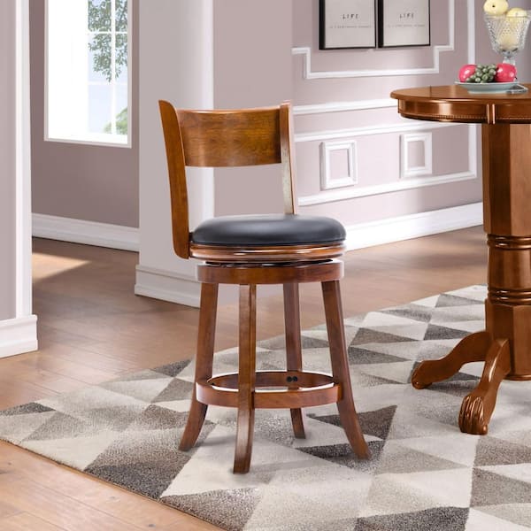 Palmetto 24 in. Walnut finish Wood Frame Counter Height Bar Stool