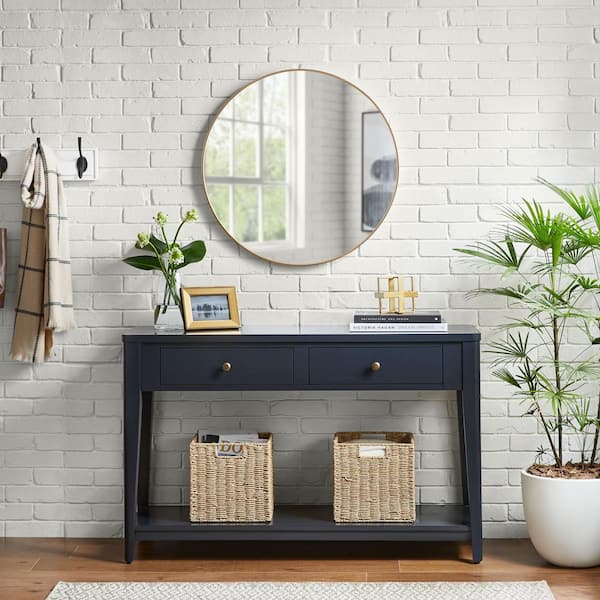 28 in. W x 28 in. H Large Round Framed Wall Mirror in Gold