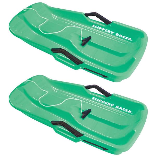 Slippery Racer 30 in. Downhill Thunder Kids Toddler Plastic Toboggan Snow Sled (2-Pack)