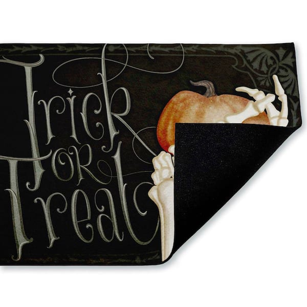 Trick or Treat Skeleton Hand Black 18 in. x 30 in. Polyester Non-Slip Outdoor Door Mat
