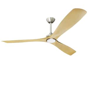 60 in. Integrated LED Indoor Wood 3 Blades Ceiling Fan with Light and Remote