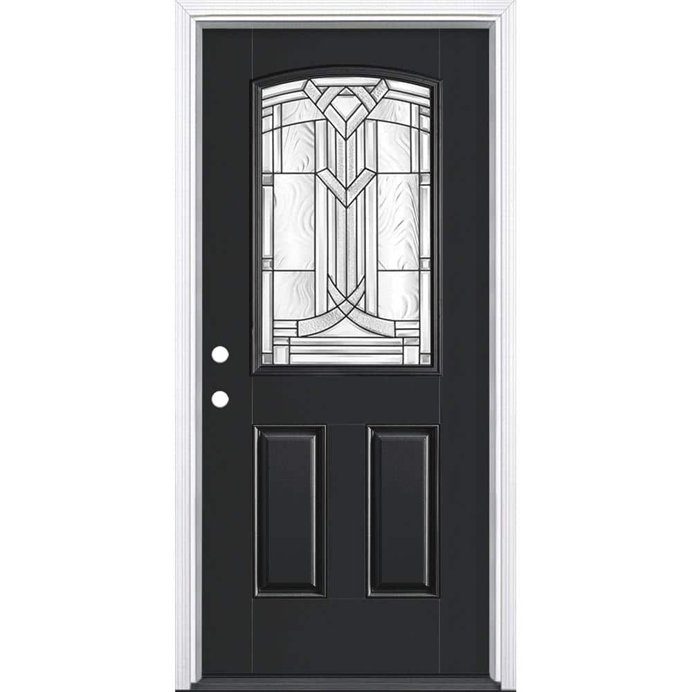 36 in. x 80 in. Chatham Camber 1/2 Lite Right-Hand Painted Smooth Fiberglass Prehung Front Door w/ Brickmold,Vinyl Frame price history on PriceWatchPro