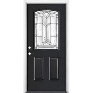36 in. x 80 in. Chatham Camber 1/2 Lite Right-Hand Painted Smooth Fiberglass Prehung Front Door w/ Brickmold,Vinyl Frame
