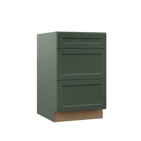 Hampton Bay Designer Series Melvern 21 in. W x 24 in. D x 34.5 in. H Assembled Shaker Drawer Base Kitchen Cabinet in Forest