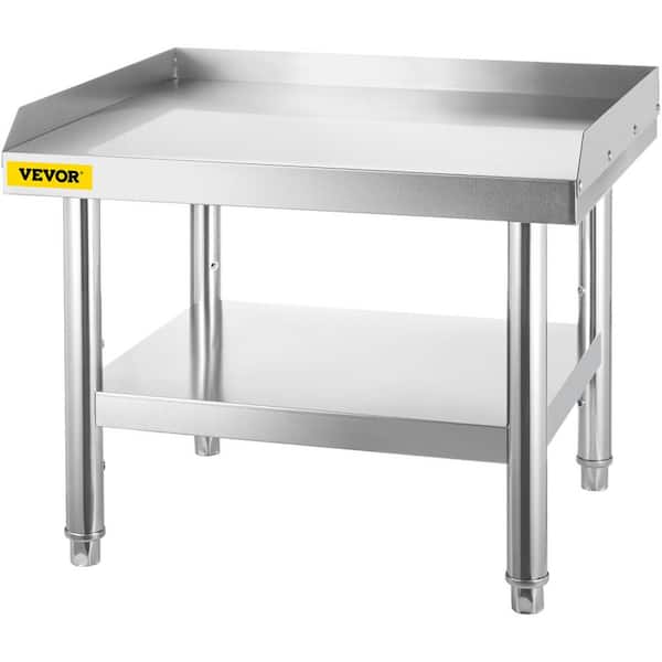 VEVOR Equipment Stand Grill Table 24 x 28 x 24 in. Stainless Table with Adjustable Storage Undershelf Grill Stand Table