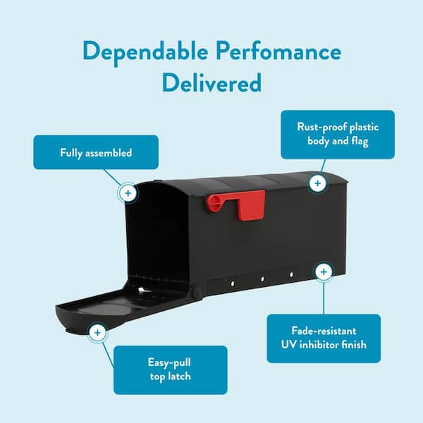 Patriot Black, Medium, Plastic, Post Mount Mailbox