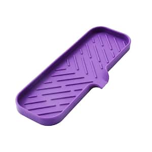 12 in. Silicone Bathroom Soap Dishes with Drain and Kitchen Sink Organizer, Sponge Holder, Dish Soap Tray in Purple
