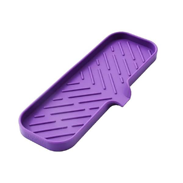 Aoibox 12 in. Silicone Bathroom Soap Dishes with Drain and Kitchen Sink Organizer, Sponge Holder, Dish Soap Tray in Purple