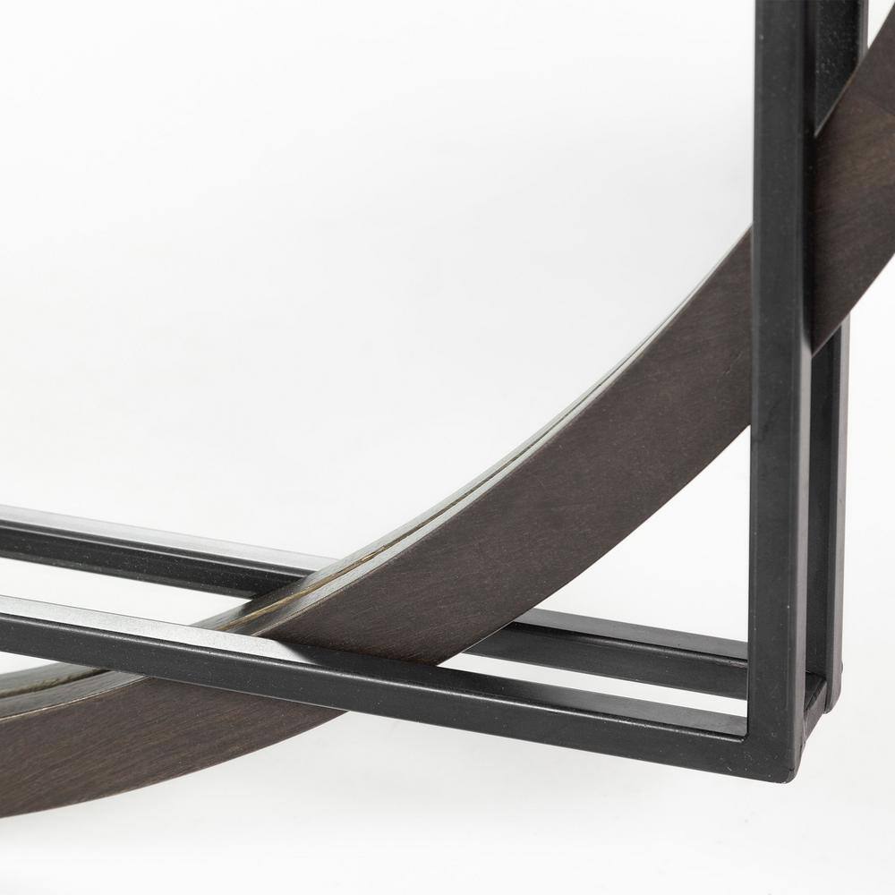 Norbert 46" Square Black Wood and Metal Wall Mirror