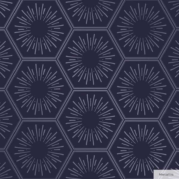 Tempaper Metallic Royal Blue Hello Sunshine Vinyl Peel and Stick Wallpaper Roll (Covers 28 sq. ft.)
