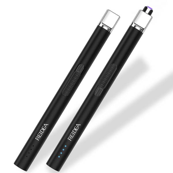 Cigar Windproof Obsidian Black Pro Zinc Alloy Electronic Cigar Accessory Rechargeable USB Flameless Lighter Arc 2-Pack