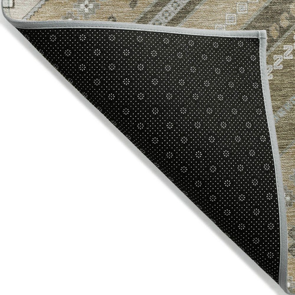 Beige Tribal Pattern 8' Round Synthetic Rug