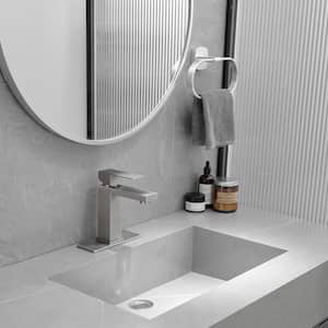 Single Handle Single Hole Bathroom Faucet Deck Plate Included, Pop Up Drain and Water Supply Hoses in Brushed Nickel