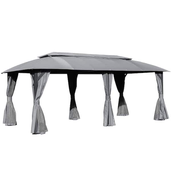 10 ft. x 20 ft. Gazebo with Double Roofs, Privacy Curtains, Mosquito Nettings, Heavy Duty Metal Frame Party Tent Canopy