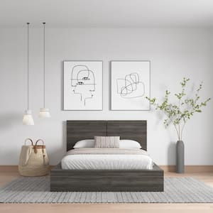 James Gray Oak Frame King Platform Bed with Headboard