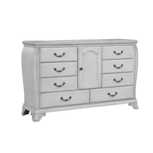 Gray and Nickel 8-Drawer 65.98 in. W Dresser without Mirror