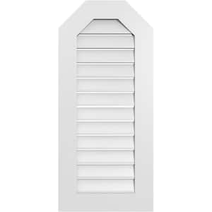 18 in. x 40 in. Octagonal Top Surface Mount PVC Gable Vent: Functional with Standard Frame
