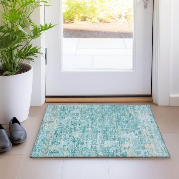Chantille Machine Washable Indoor/Outdoor Abstract ACN1752 Teal 2 ft. x 3 ft. Accent Rug