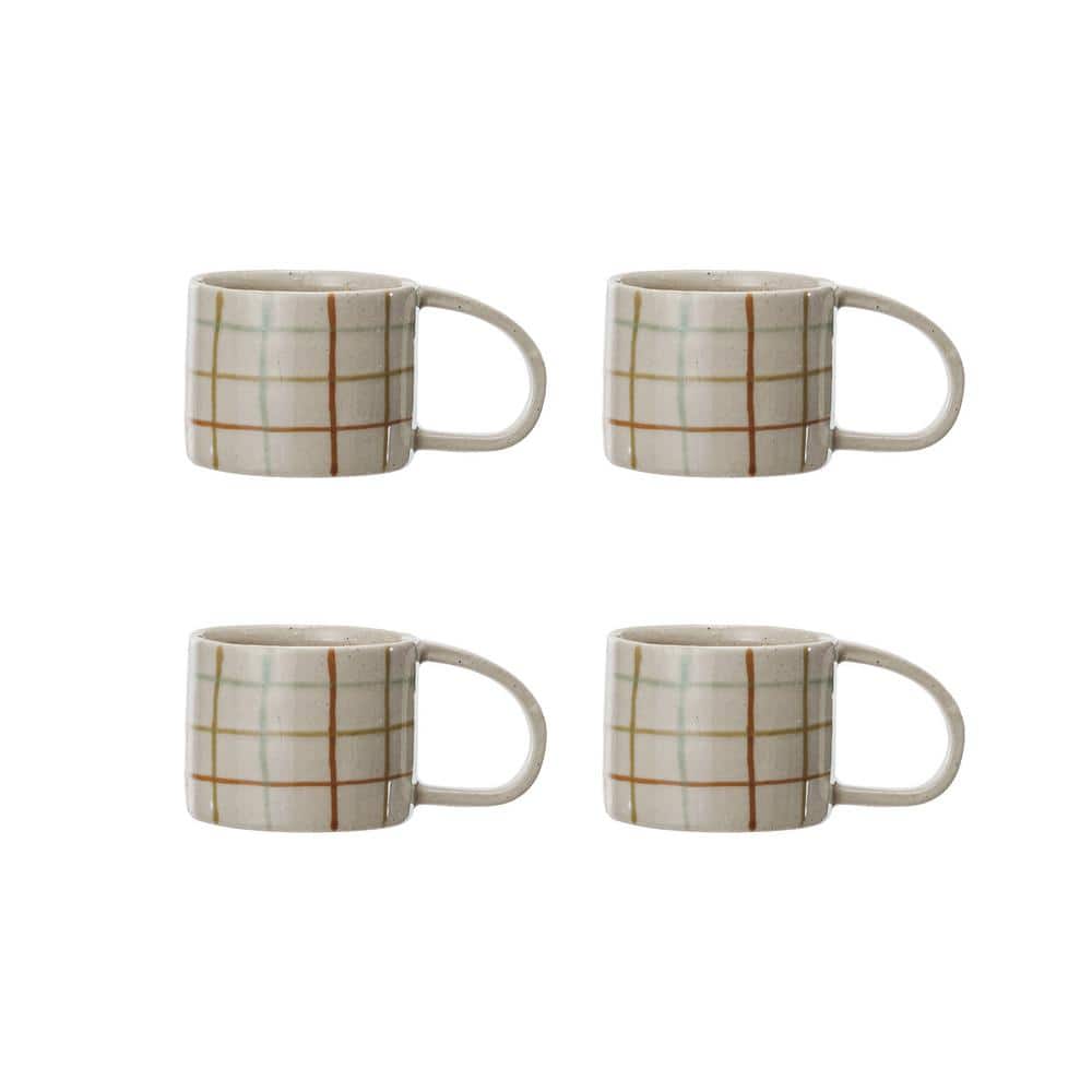 Multicolor Checkered Ceramic Round Mug with Handle