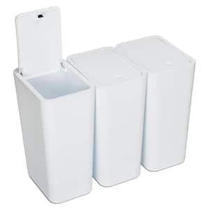 2.6 Gal. White Small Rectangular Plastic Household Trash Can with Lid (3-Pack)