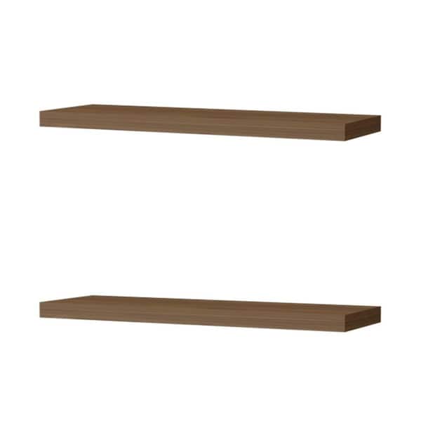 Avex 31.5 in. W x 9.8 in. D Mahogany Wood Solid Decorative Wall Shelf (Set of 2)