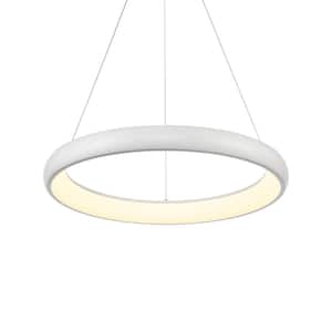 Cortana 24 in. 1 Light 42-Watt White Integrated LED Pendant Light