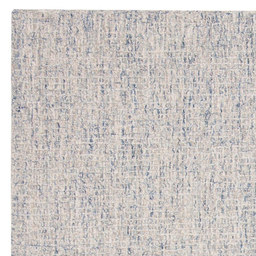 Handmade Abstract Blue Wool Area Rug, Easy Care, 4' x 6'