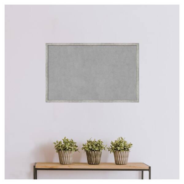 Amanti Art Shiplap White Narrow 33 in. x 21 in Framed Magnetic