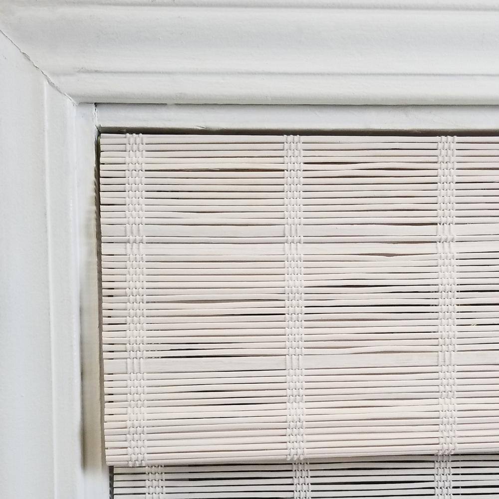 Cordless White Bamboo Roman Shades 31" x 64"