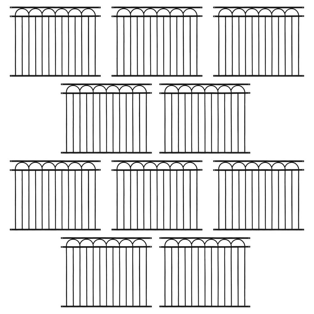 Heavy Duty, Anti-Rust 5 ft. x 4 ft. Black Steel Space Bar Arc Decorative Garden Fence Panel (10-Pack) price history on PriceWatchPro