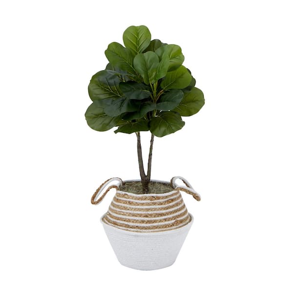 Nearly Natural 3 ft. Artificial Fiddle Leaf Fig Tree with Handmade Cotton and Jute Woven Basket DIY Kit