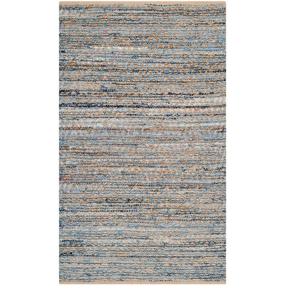 Cape Cod Blue and Natural Hand-Knotted Jute Area Rug