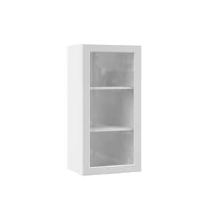 Designer Series Melvern Assembled 18x36x12 in. Wall Kitchen Cabinet with Glass Door in White