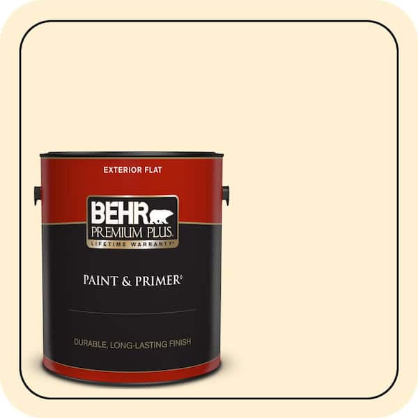 BEHR PREMIUM PLUS 1 gal. #350A-2 Vanilla Milkshake Flat Exterior Paint & Primer