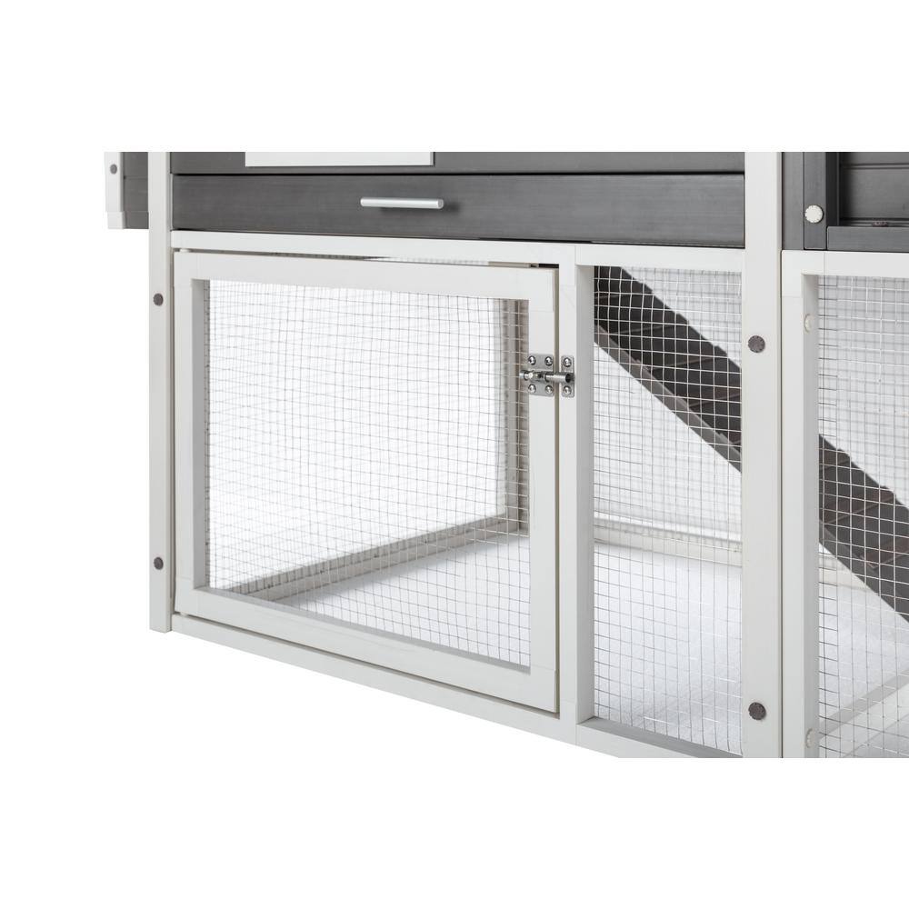 Eco-Friendly Gray and White Two-Level Chicken Coop with Garden Box