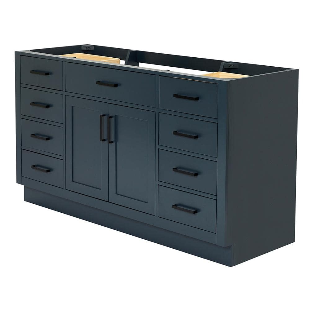 Midnight Blue 60" Freestanding Hardwood Bathroom Vanity