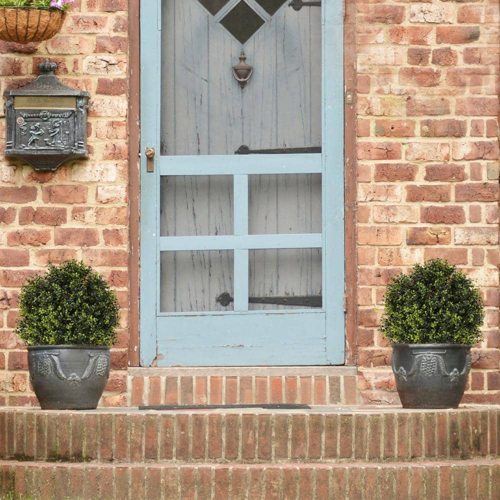 22'' Green Plastic Potted Eucalyptus Topiary Trees Set of 2